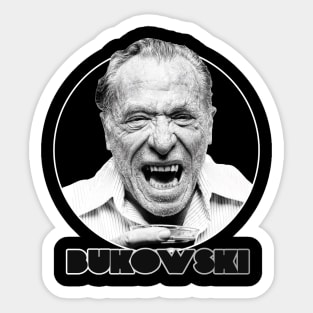 Retro Laughing Charles Bukowski Tribute Sticker